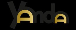 Texto estilizado que dice "Yanda" en negro y dorado sobre fondo negro.