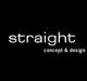 Schwarzes Logo mit weißem Text "straight concept & design".