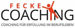 Logo: FECKE Coaching, Figur beim Buchstaben N. Text darunter: "Coaching für Erfüllung im Berufsleben".
