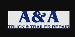 Logo of A&A Truck & Trailer Repair with bold blue text on a white rectangle.