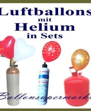 Luftballons mit Helium in Flaschen