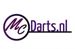 Logo van "MCDarts.nl" in paarse letters met een cirkel om "MC".