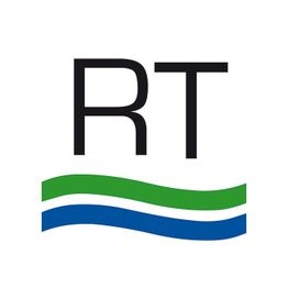 RT-Logo mit grüner und blauer Welle darunter.