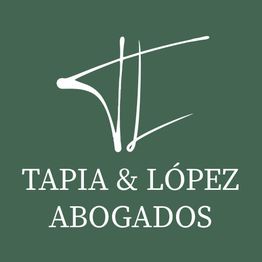 Logo de "Tapia & López Abogados" en fondo verde con letras blancas estilizadas.
