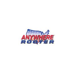 Logo of "Anywhere Rooter" with USA map in blue and red text.