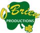 Green shamrock with yellow text reading "O'Brien Productions" in a playful font.