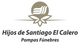 Logo de Hijos de Santiago El Calero, Pompas Fúnebres, con diseño floral y líneas.