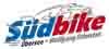 Logo mit Schriftzug "Südbike" und Slogan "Service * Beratung inklusive".zeichnungen von Motorrädern.