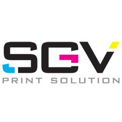 Logo di "SGV Print Solution" con lettere colorate in nero, blu, magenta e giallo.
