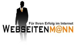 Silhouette eines Anzugträgers, daneben Text "Für Ihren Erfolg im Internet - Webseitenmann".