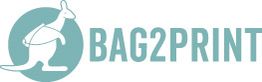 Logo mit Känguru und Schrift "BAG2PRINT" in grünem Kreis.