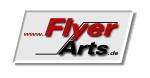 Logo mit Text "www.Flyer-Arts.de" in rot und schwarz auf weißem Hintergrund.