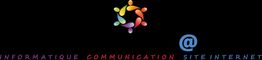 Logo coloré avec des figures humaines et les mots: Informatique, Communication, Site Internet.