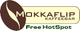 Logo der Mokkaflip Kaffeebar mit brauner Kaffeebohne und Text "Free HotSpot".