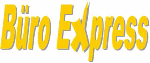 Gelbes Logo mit der Aufschrift "Büro Express" in verspielter Schriftart.