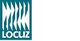 Blue and white "LOCUZ" logo with abstract design above the text.