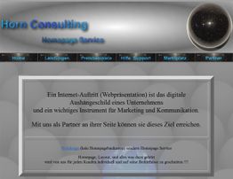 Website-Screenshot mit Menü und Text über die Bedeutung einer digitalen Präsenz für Unternehmen.