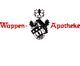 Logo der Wappen Apotheke mit einem Wappen in der Mitte und rotem Text auf weißem Hintergrund.
