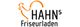 Logo von HAHN's Friseurladen mit stilisierter Schere in Orange.