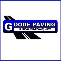 Goode Paving & Sealcoating, Inc. logo with a road graphic and blue background.