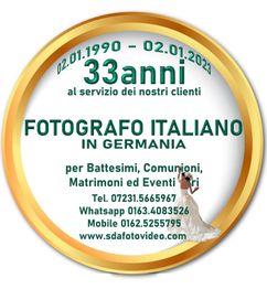 „Italienischer Fotograf in Deutschland, 33 Jahre, Service für Feiern. Website: sdafotovideo.com“