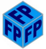 Blauer Würfel mit den Buchstaben "FP" auf jeder Seite in dunkelblauen Großbuchstaben.
