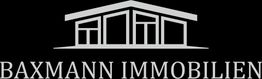 Logo von Baxmann Immobilien mit schematischer Hausdarstellung auf schwarzem Hintergrund.