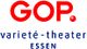 Logo des GOP Varieté-Theaters in Essen mit rotem Logo und schwarzem Text.