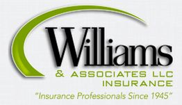 Williams & Associates LLC Insurance logo with a green arc, established in 1945.