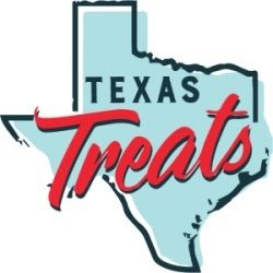 Outline of Texas with "Texas Treats" text overlay in bold letters.