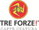 Logo mit Medusa-Kopf und Aufschrift "TRE FORZE! CAFFÈ CULTURA".