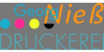 Logo der Druckerei Georg Nieß mit bunten Punkten und Schriftzug.