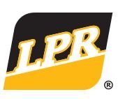 Logotipo com letras "LPR" em amarelo e branco, fundo preto e base amarela.