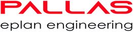 Rotes Pallas-Logo über schwarzem Text "eplan engineering" auf weißem Hintergrund.