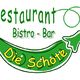 Logo des Restaurants "Die Schote" mit grünem Paprika und den Worten Bistro - Bar.