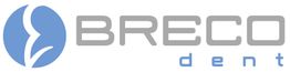 Logo di Brecodent con testo grigio e simbolo circolare blu a sinistra.