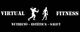 Logotipo de Virtual Fitness con siluetas de culturista y persona con pesa. Texto: Nutrició, Estètica, Salut.
