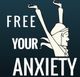 Silhouette of a person raising arms with text: "Free Your Anxiety."