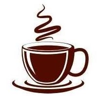 Tazza di caffè stilizzata con vapore che sale verso l'alto.