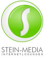 Grünes Logo mit weißem "S", unten Text: "STEIN-MEDIA INTERNETLÖSUNGEN".