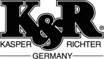 Logo von K&R, Kasper Richter Germany, in Schwarz und Weiß.