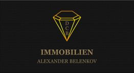 Goldenes Diamant-Logo mit "DCB". Text: "Immobilien Alexander Belenkov".