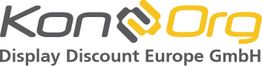 Logo von KonOrg Display Discount Europe GmbH mit gelb-grauer Schrift.