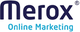 Logo mit Schriftzug "Merox" in Dunkelblau und "Online Marketing" in Hellblau.