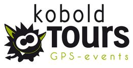 Logo mit Kobold-Grafik und Text "Kobold Tours GPS-events" in Schwarz und Grün.