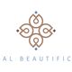 Embleem met bloemmotief en tekst: "Natural Beautification".