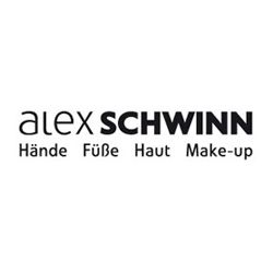 Logo von Alex Schwinn: Hände, Füße, Haut, Make-up in schwarzer Schrift auf weißem Hintergrund.
