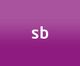 Lila Hintergrund mit weißen Buchstaben "sb" in der Mitte.