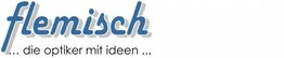 Text: "flemisch ... die optiker mit ideen ..." in blauer Schrift auf weißem Hintergrund.
