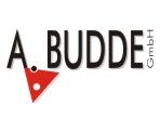 Logo der A. Budde GmbH mit rotem Dreieck und schwarzem Text.